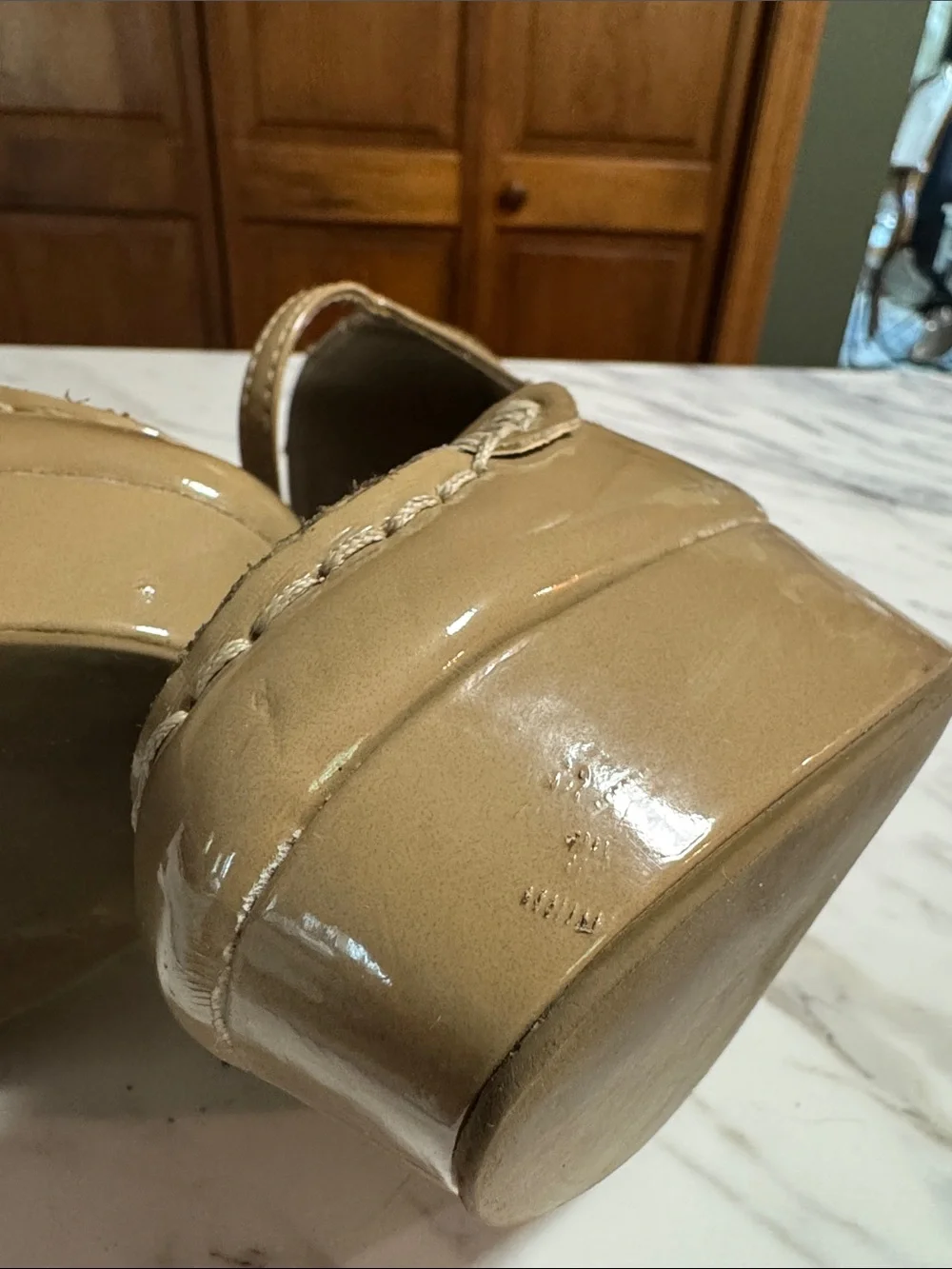 LC Lauren Conrad Patent Mary Jane Platform Heels in Tan